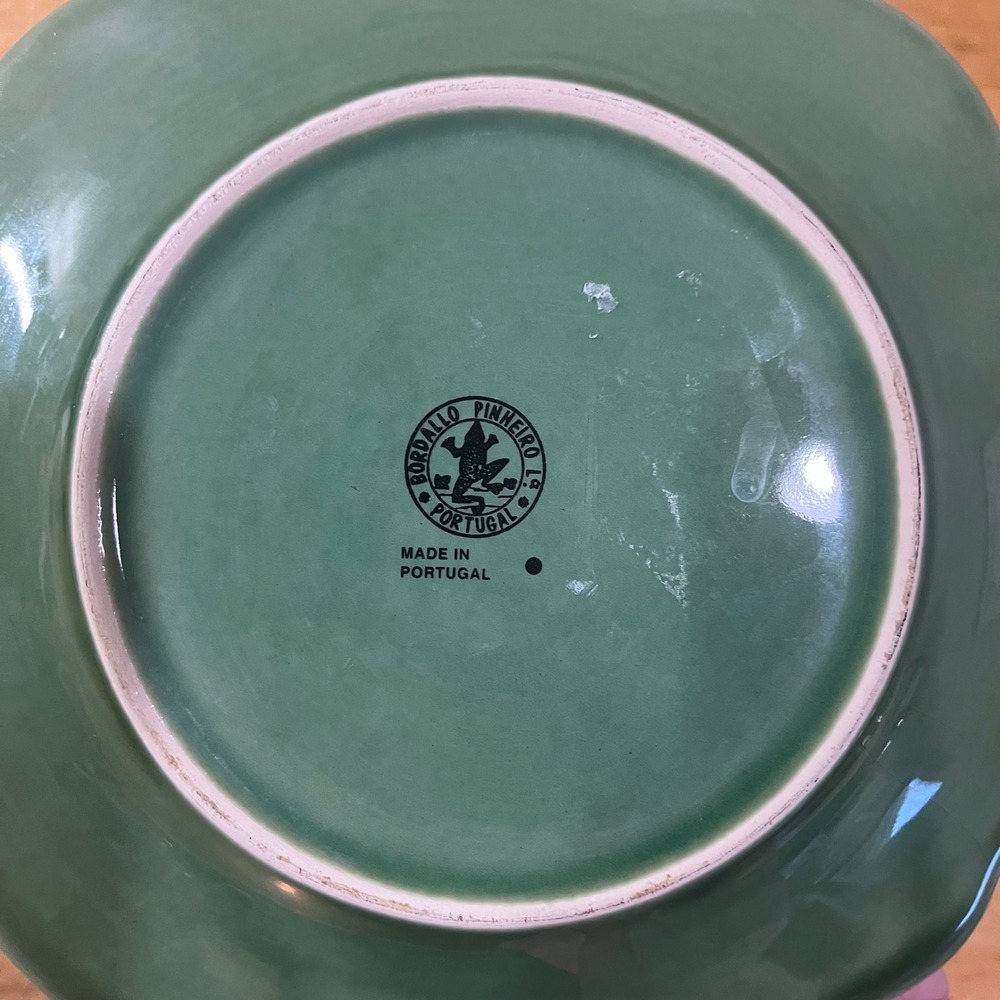 Vtg Bordallo Pinheiro Portugal Green Majolica Mallard Duck 6.25" Plate Lodge - Picture 3 of 4